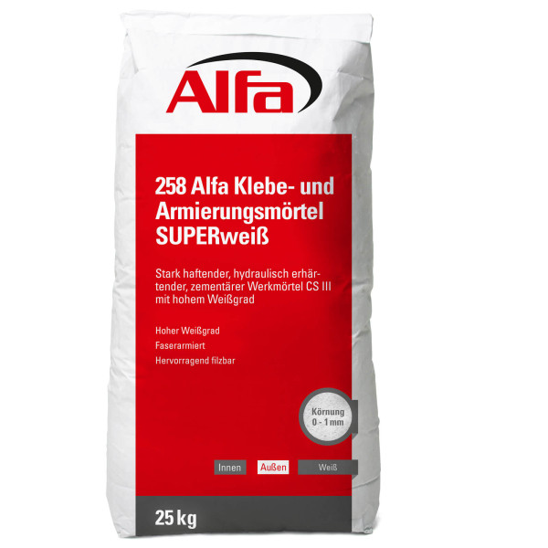 258 Alfa Klebe- und Armierungsmörtel SUPERweiß 